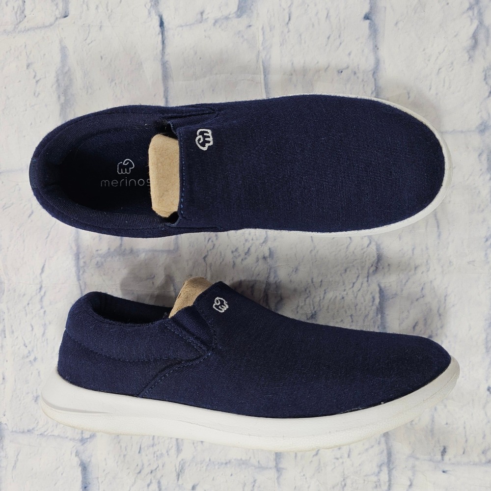 Merinos Slip On Shoes Womens 6W Navy Blue Wool Casual Comfort Breathable Sneaker